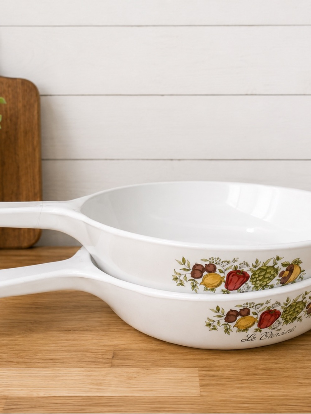 Set of 2 Corningware fry pan skillets slice of life